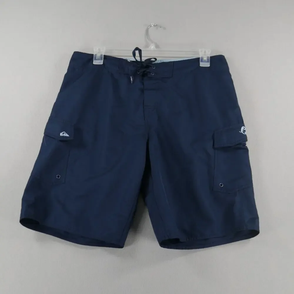 Quiksilver Surf Board Shorts Swim Trunks‎ Men's Size 38 Navy Blue / Light Blue